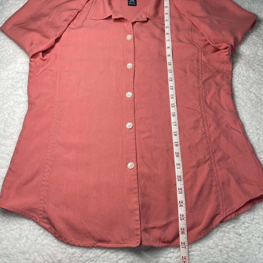Jones NY Signature 100% Silk Womens L Long Sleeve Shirt Salmon Workwear Button - Picture 9 of 16